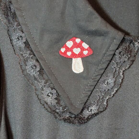 Hot Topic Black Mushroom Babydoll Mini Dress S Lace Collar Tiered Party - Picture 5 of 13